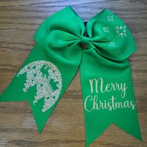 Green Merry Christmas Hair Bow